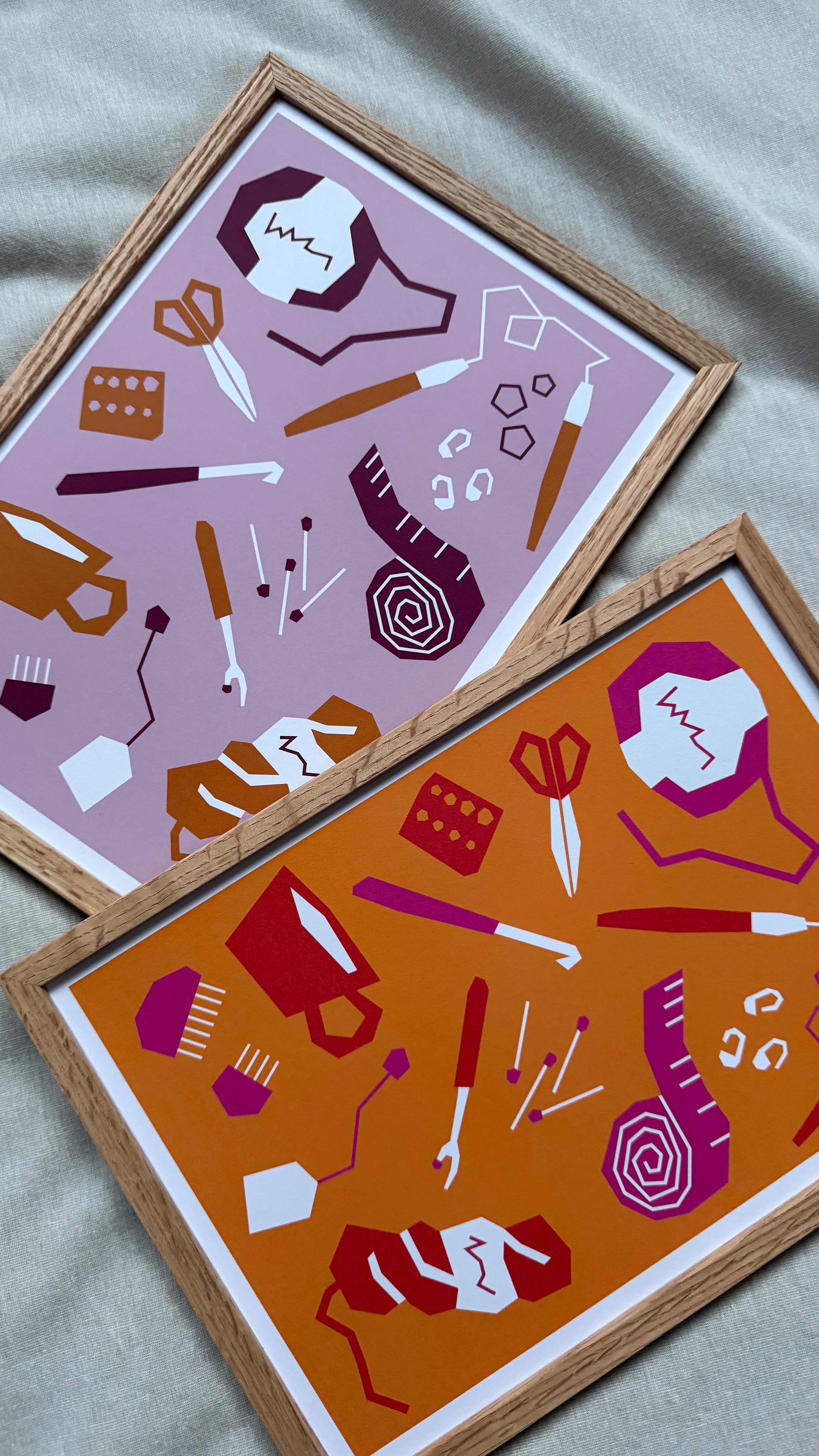 Print Strickzeug • lila • orange •